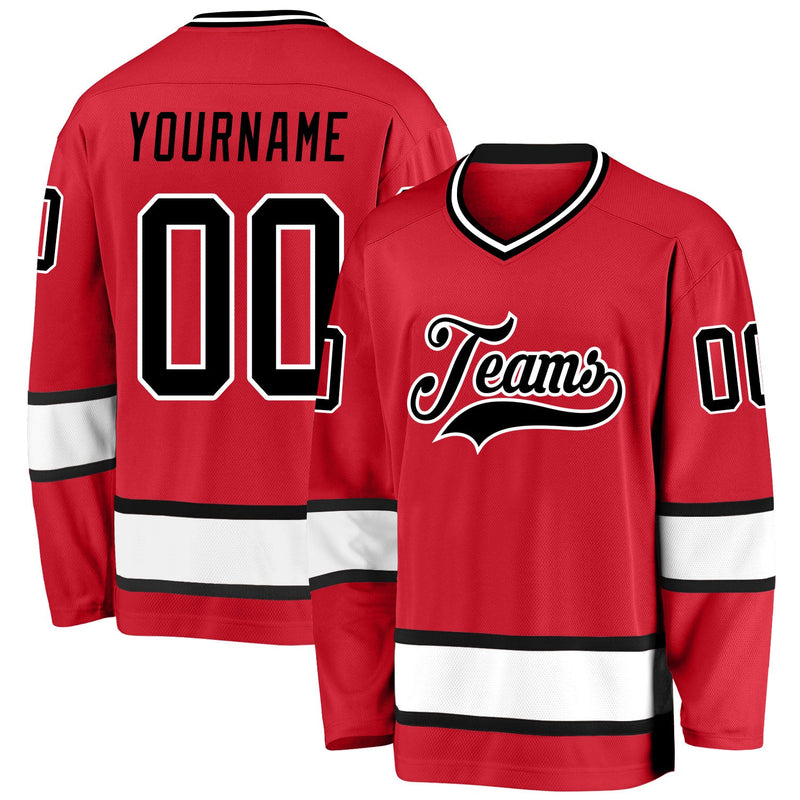 Custom Hockey Jersey - Red Black-White
