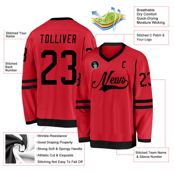 Custom Hockey Jersey - Red Black
