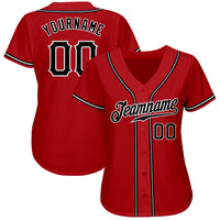 Custom Baseball Jersey - Red Black-White Authentic