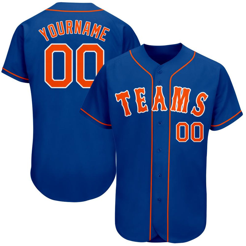Custom Baseball Jersey - Royal Orange-White Authentic