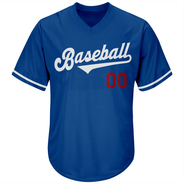 Custom Baseball Jersey - Royal White-Red Authentic Throwback Rib-Knit