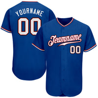 Custom Baseball Jersey - Royal White-Red Authentic