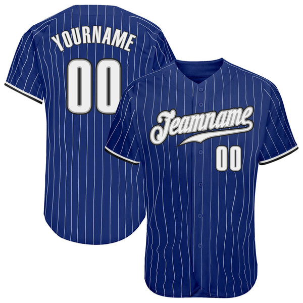 Custom Baseball Jersey - Royal White Pinstripe White-Black Authentic