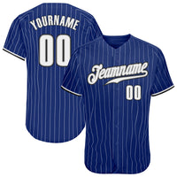 Custom Baseball Jersey - Royal White Pinstripe White-Black Authentic