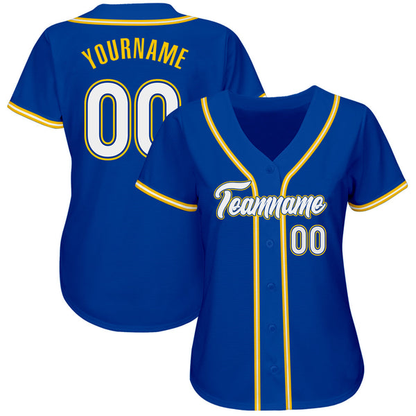 Custom Baseball Jersey - Royal White-Gold Authentic