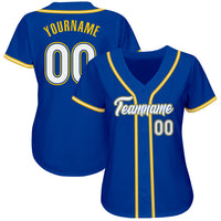 Custom Baseball Jersey - Royal White-Gold Authentic