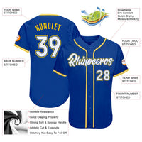 Custom Baseball Jersey - Royal White-Gold Authentic