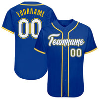 Custom Baseball Jersey - Royal White-Gold Authentic