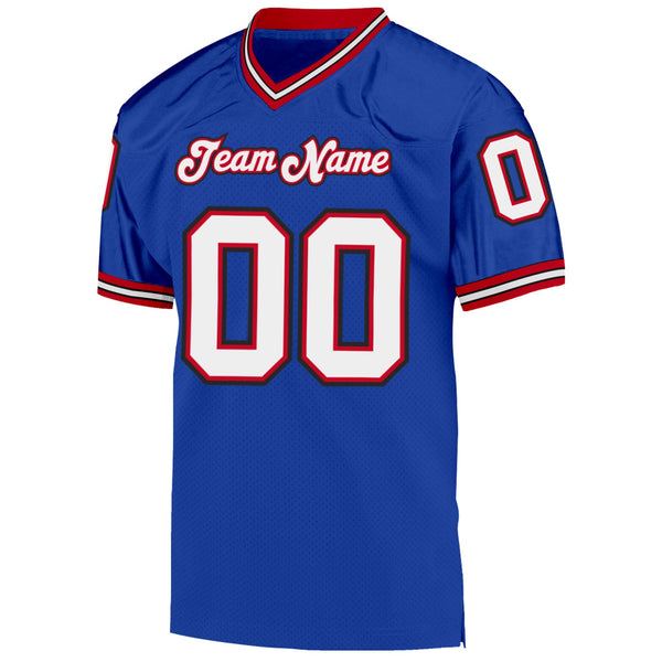 Custom Football Jersey - Royal White-Red Mesh Authentic Throwback