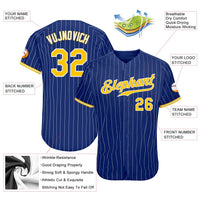 Custom Baseball Jersey - Royal White Pinstripe Gold-White Authentic