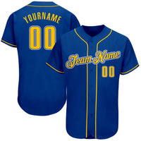 Custom Baseball Jersey - Royal Gold-White Authentic