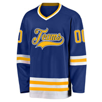 Custom Hockey Jersey - Royal Gold-White