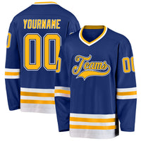 Custom Hockey Jersey - Royal Gold-White