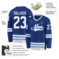 Custom Hockey Jersey - Royal White-Light Blue