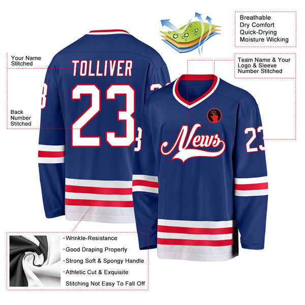 Custom Hockey Jersey - Royal White-Red