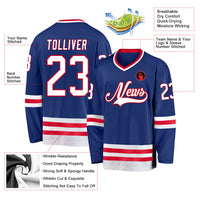 Custom Hockey Jersey - Royal White-Red