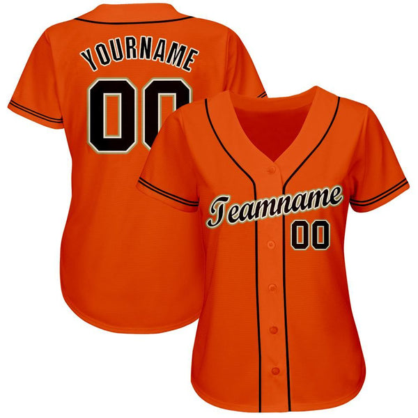 Custom Baseball Jersey - Orange Black Cream-Old Gold