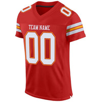 Custom Football Jersey - Scarlet White-Gold Mesh Authentic