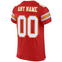 Custom Football Jersey - Scarlet White-Gold Mesh Authentic