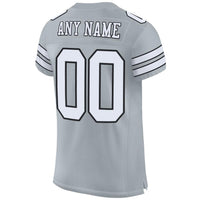 Custom Football Jersey - Silver White-Black Mesh Authentic