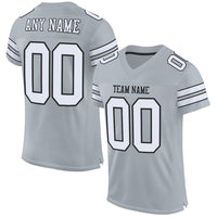 Custom Football Jersey - Silver White-Black Mesh Authentic