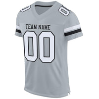 Custom Football Jersey - Silver White-Black Mesh Authentic