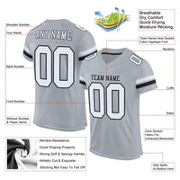 Custom Football Jersey - Silver White-Black Mesh Authentic