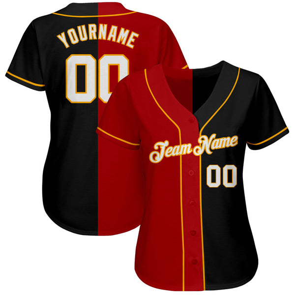 Custom Baseball Jersey - Black White-Red Authentic Split Fashion