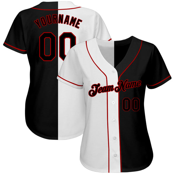 Custom Baseball Jersey - White-Black Red Authentic Split Fashion