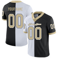 Custom Football Jersey - Black Vegas Gold-White Split Fashion