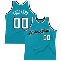 Custom Basketball Jersey - Teal White-Black Authentic Throwback