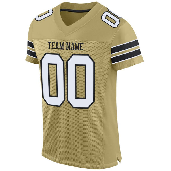 Custom Football Jersey - Vegas Gold White-Black Mesh Authentic