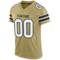 Custom Football Jersey - Vegas Gold White-Black Mesh Authentic