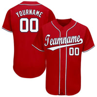 Custom Baseball Jersey - Red White-Navy