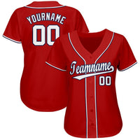 Custom Baseball Jersey - Red White-Navy
