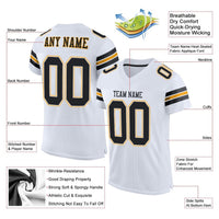 Custom Football Jersey - White Black-Gold Mesh Authentic