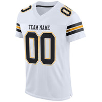 Custom Football Jersey - White Black-Gold Mesh Authentic