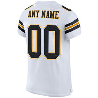 Custom Football Jersey - White Black-Gold Mesh Authentic