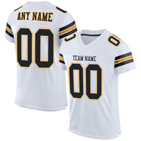 Custom Football Jersey - White Black-Gold Mesh Authentic