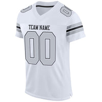 Custom Football Jersey - White Silver-Black Mesh Authentic