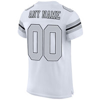 Custom Football Jersey - White Silver-Black Mesh Authentic