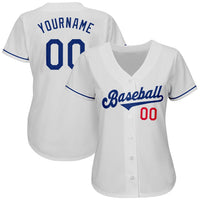 Custom Baseball Jersey - White Royal-Red Authentic