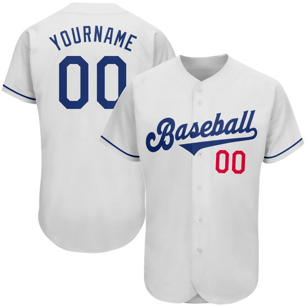 Custom Baseball Jersey - White Royal-Red Authentic