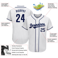 Custom Baseball Jersey - White Navy Authentic