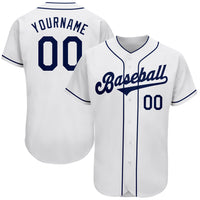 Custom Baseball Jersey - White Navy Authentic
