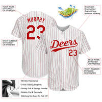 Custom Baseball Jersey - White Red Pinstripe Red-White Authentic