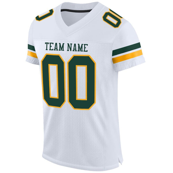 Custom Football Jersey - White Green-Gold Mesh Authentic
