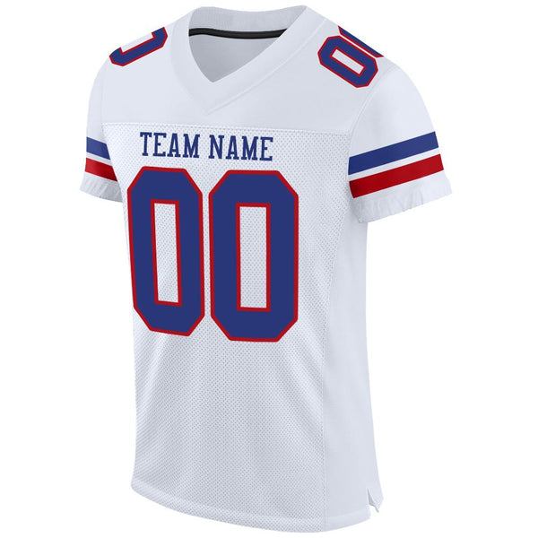 Custom Football Jersey - White Royal-Red Mesh Authentic
