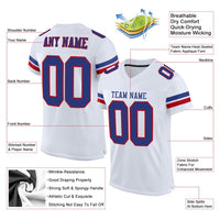 Custom Football Jersey - White Royal-Red Mesh Authentic