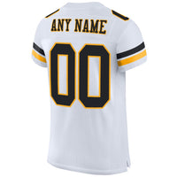 Custom Football Jersey - White Black-Gold Mesh Authentic